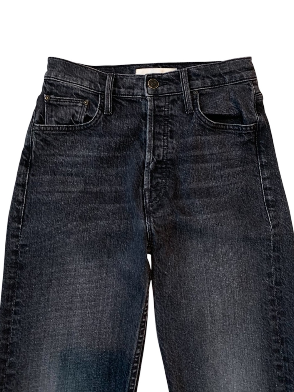 Mother The Tomcat Washed Black Jeans High Rise Button Fly Lies Lies Lies 26 - Picture 4 of 10